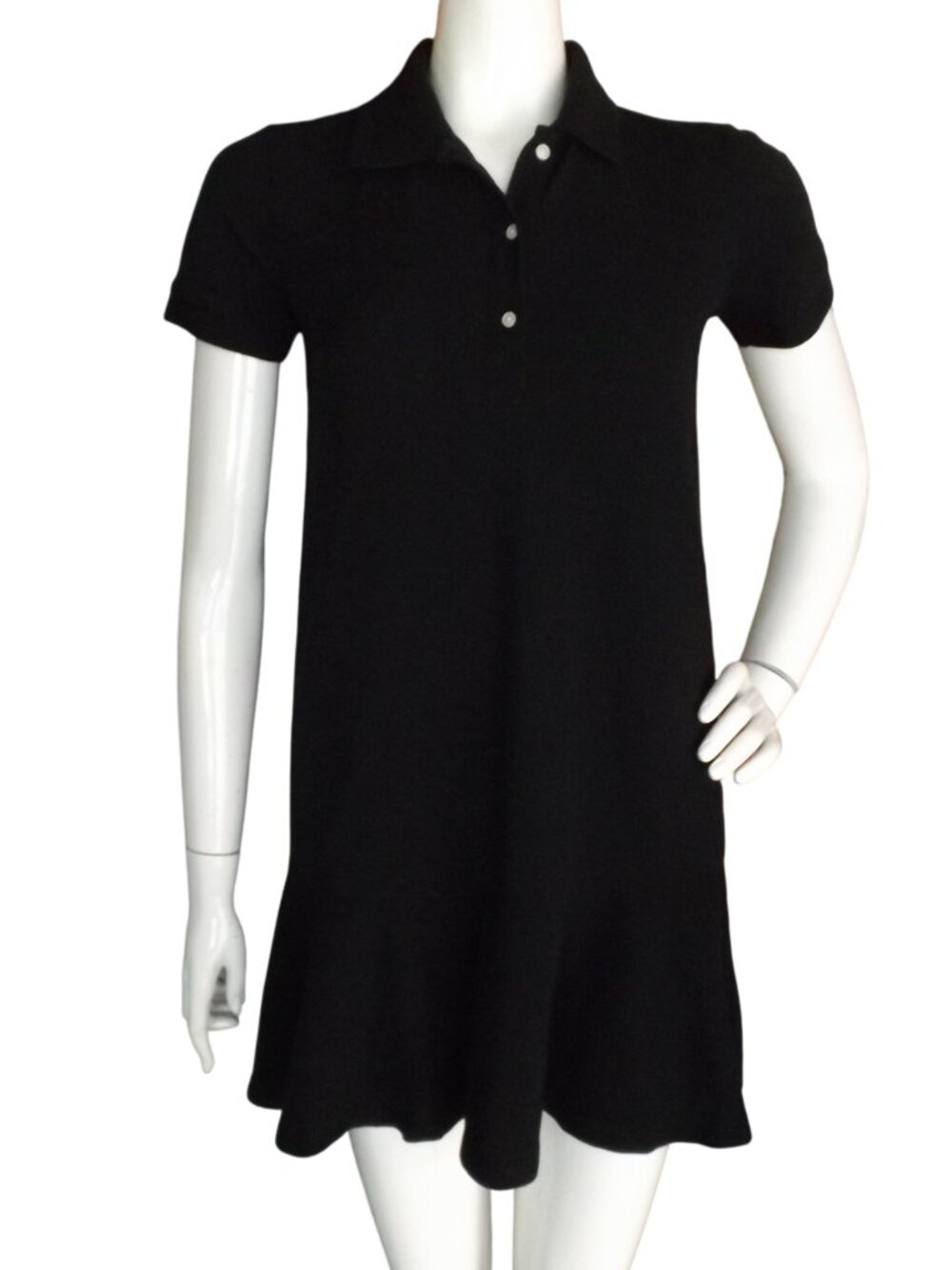 TUCKERNUCK Polo Shirt Dress, S, Black, Mini/Short Sleeves, Collar, Cotton